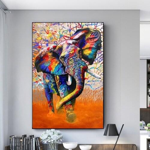 Street Art Canvas Painting Animal Poster Graffiti Elephant Prints On The Wall Modern Decoration for Home Room Frameless