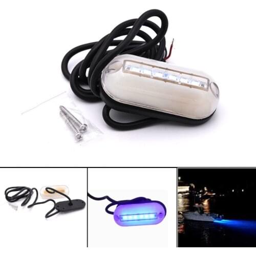 Universal 12V Marine Yacht Boat LED Underwater Light Transom Lighting Blue Waterproof IP68 For boat accessories marine 6 leds