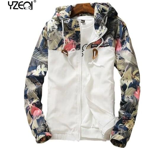 Yzeqi Fashion Windbreaker Jacket Women Causal Splicing Hooded Floral Loose Plus Size 5xl Basic Jackets Coat Female Thin Coat Top