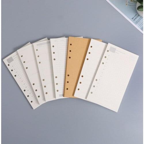 A5/A6/A7 6hole Loose-leaf Notebook Refill Paper Handbook Inner Pages Notepad Inner Core Kawaii Stationery Office School Supplies