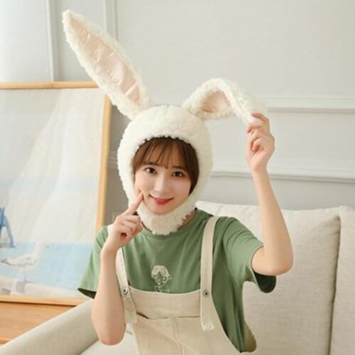 Women Hat Ears Party Hats Holiday Hat Cute Girls Hat Plush Rabbit Bunny Ears Hat Earflap Cap Head Warmer Costume Cosplay