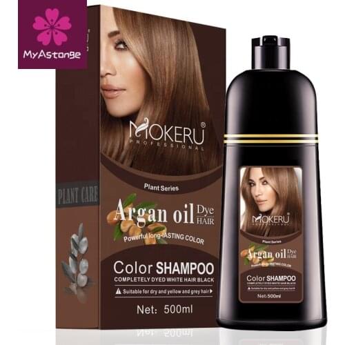 1pc 500ml Natural Organic Permanent Brown Hair Dye Long Lasting Argan Oil Hair Dye Shampoo for Woman Hair Color Dye