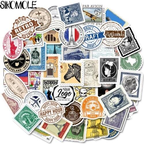 50pcs Creative Postmark Stamp Style Stickers of Popular City Paris New York London Rome For Luggage Suitcase Car Decal F4