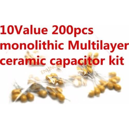 10Value 50V 10pF 20pF 30pF 47pF 56pF 68pF 100pF 1nF 10nF 100nF monolithic Multilayer ceramic capacitor Assortment Kit Good price