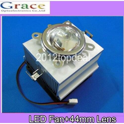 20-100W LED Aluminium Heat Sink Fan+ Reflector Bracket+44mm Lens 60-80degree
