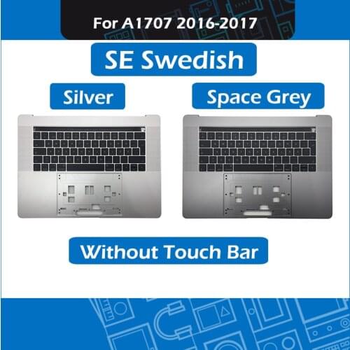 2016-2017 Silver Space grey Laptop Palm Rest for Macbook Pro Retina 15" A1707 Top Case with SE Swedish Keyboard Replacement