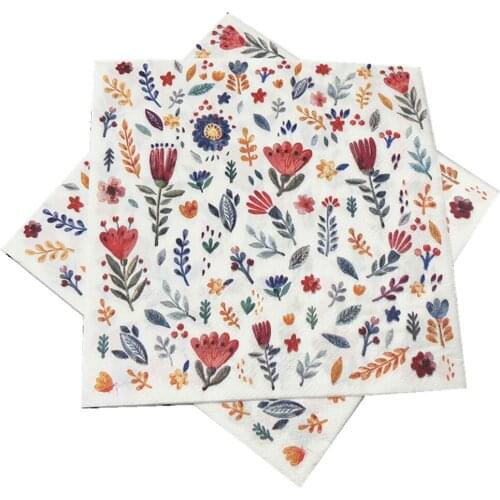 33*33cm 20 Pcs/lot Creative Flower Color Printing Napkin Square Paper Towel Hotel Napkin Folding Towel DIY Party Paper Decor