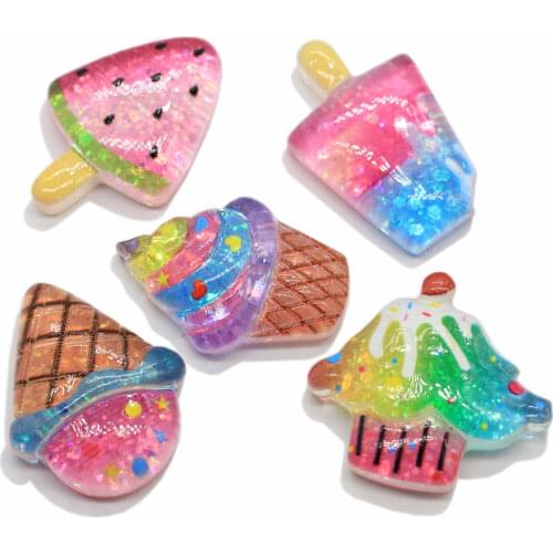 50/100/Glitter Fruit Watermelon Popsicle Flatback Resin Craft Simulation Sweet Ice Candy Summer Food for Hair Clip Ornament