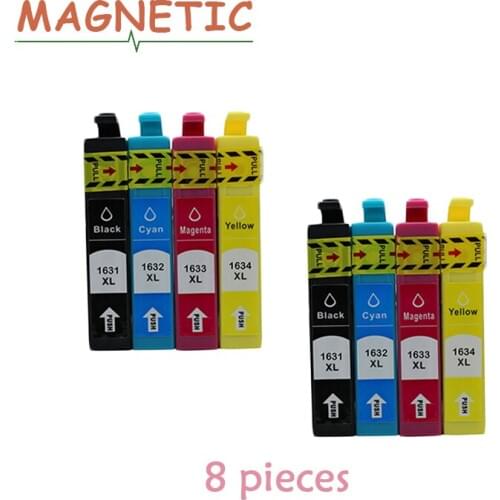 8pcs 16 Magnetic Compatible Ink Cartridge for Epson T1631 WorkForce 2010 2510 2520 2530 2540 2750 2760 Printer T1631