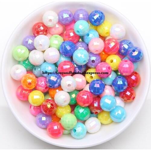AB Mixed Colour Faceted Round Acrylic Spacer Beads Charms 6 8 10 12MM Pick Size For Jewelry Making