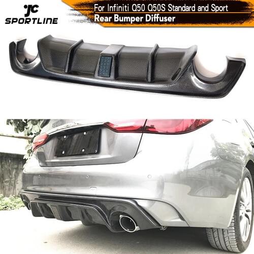 For Q50 Carbon Fiber Car Rear Bumper Diffuser Lip Spoiler for infiniti Q50 Sedan 4 Door Standard And Sport 2018 2019
