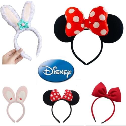 Disney Mickey Minnie Ears Headband Hairband Pink Sequin Hair Clips Bows Girls Hair Accessories for Birthday Party Free Shipping