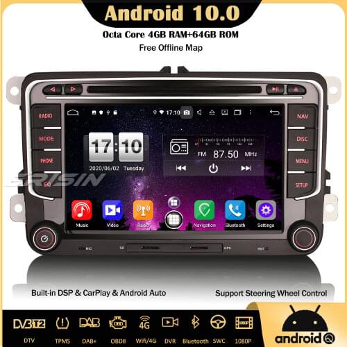 Erisin 8735 8-Core Android 10.0 Car Stereo DAB+Navi DSP CarPlay GPS Wifi For VW Seat Skoda Amarok Golf 5/6 Polo Tiguan Passat CC