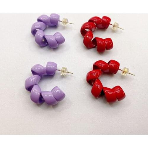 European and American personality exaggerated C-shaped spiral cut design earrings