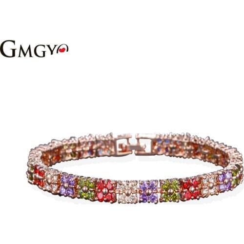 GMGYQ Designer Jewelry Luxury Rose Gold Circular Zircon Flower Fashion Bracelets For Women 2018 Graduation Gift Custom Bracelet