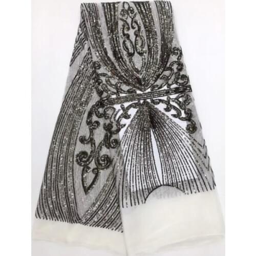 Hot sale embroidered Net Lace fabric Nigerian SYJ-9669 French sequins Lace Fabric