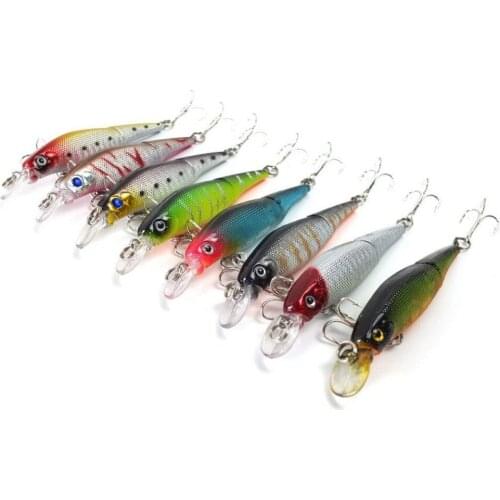 HiUmi Top Quality Style 9.2cm 7.5g Fishing Lures fishing tackle 8 color Minnow fishing bait 8pcs 6#Hook Soft Bait