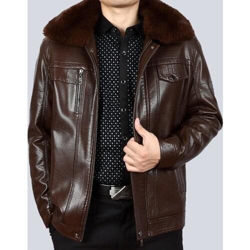 Leather mens coat thick leather jacket dad leather jacket large size leather jacket high-quality leather jacket