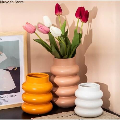 Creative Ceramic Vase Decoration Living Room Dried Flower Flower Arrangement Accessories Countertop Vase Modern Home Decoration