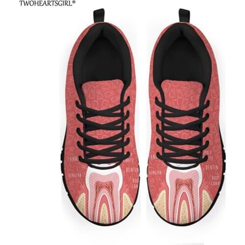 Twoheartsgirl Women Shoes Teeth Anatomy Women Sneakers Air Mesh Tenis Feminino Women Casual Shoes Vulcanize Breathable Sneakers