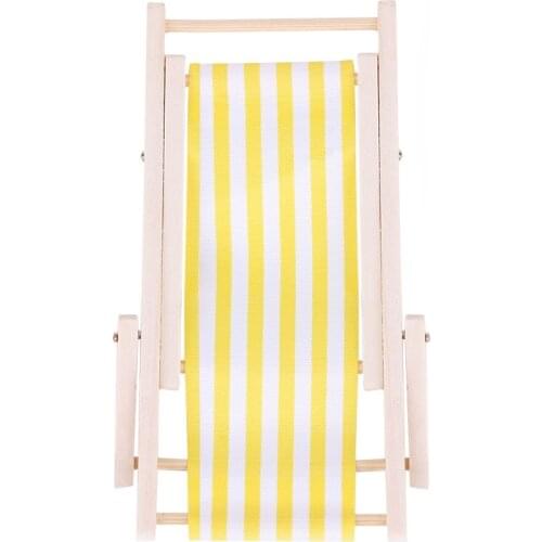 Hot 1:12 Dollhouse Home Garden Wooden Seaside Beach Chair Miniatures Sea Scene Furnishings Emulational Furniture Model Decor