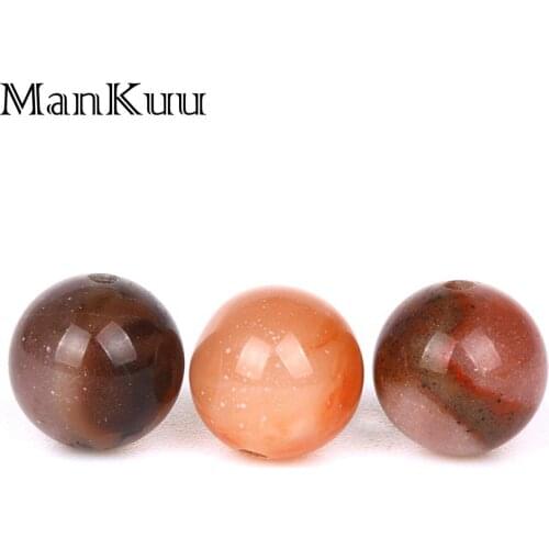 Mankuu 8mm Faceted Round Brown Coffee Agates Loose Beads Sparkling Powder Natural Gem Stone Beads For Jewelry Making 10pcs/Lot