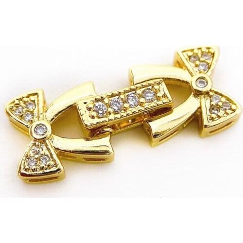 Copper Clasps 18K Gold plated DIY Pearls Jewelry Fittings Fastener Connector Clasps For DIY Gems Pearls Necklace Bracelet Clasp