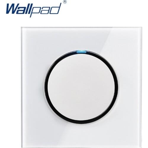 Wallpad L6 LED 1 Gang 1 Way Random Click Push Button Wall Light Switch With LED Indicator White Tempered Glass Panel