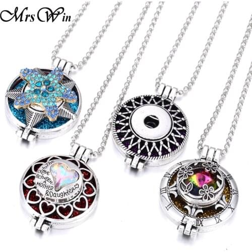 New Snap Jewelry Necklaces Aroma Perfume Aromatherapy Diffuser Locket Pendant Necklace Fit 20mm 18mm Snap Button Jewelry