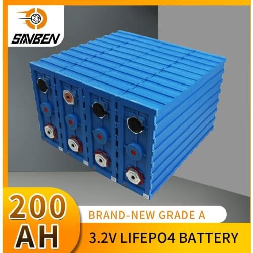 8PCS 3.2V 200Ah Lifepo4 battery New 12v 24V lithium iron phosphate battery pack Solar caravan Cell pack EU US tax free