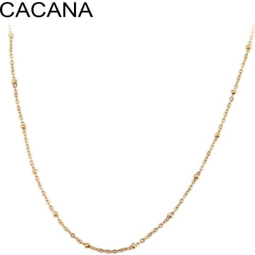 CACANA Stainless Steel Chain Necklaces For Man Women Gold Silver Color For Pendant Gold beads Donot Fade Jewelry N1922