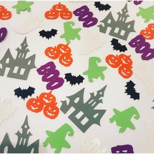 Personalize Halloween Party confettis teacher classroom table scatters, ghost bats pumpkin confettis
