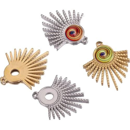 5pcs/lot Fit 8mm Stainless Steel Sector Bohemia Blank Cabochon Base Setting Charms Pendant DIY Earrings Jewelry Making Supplies