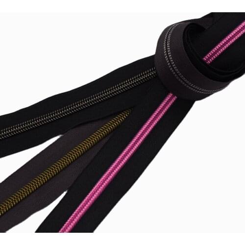 Size 5# Nylon Zipper Tape Slide with Plastic Teeth Making Colorful Coil Zipper for Zipper Heads Purse Handbag Sewing Hardware