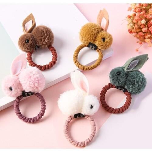 Cute Rabbit Rubber Band Ball Hair Ring Clip Tie Tope Elastic Hair Bands Hairpin for Girls Women children hair Accessories