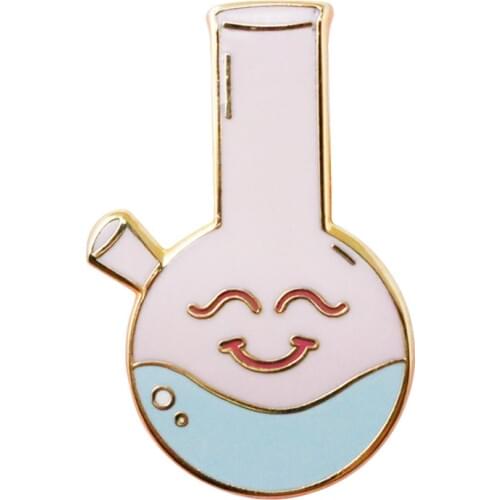 Happy Bong Weed Brooch cute pastel flask Badge Smiling Funny Decor