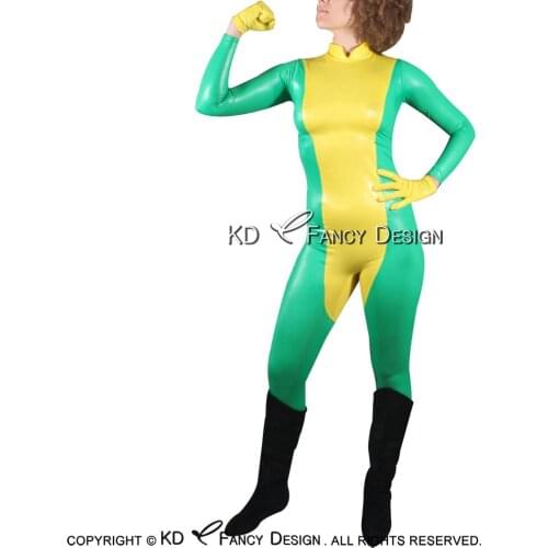 Sexy Latex Catsuit With Back Short Zipper Without Gloves Rubber Bodysuit Zentai Overall Body Suit LTY-0242