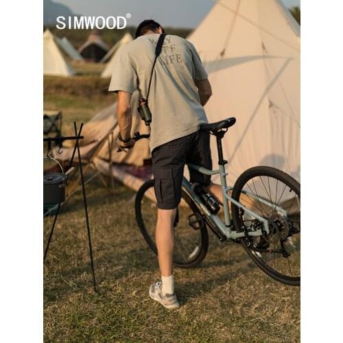 SIMWOOD 2021 Summer New 100% Cotton T-shirt Men Garment Washed Drop Shoulders Plus Size Brand Clothing Vintage Tops SK170234