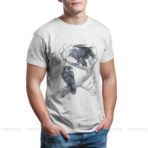 Norse Mythology Freyja Freyr Loki Yggdrasil TShirts for Men Hugin and Munin Fashion Harajuku Crewneck Cotton Tops 2020