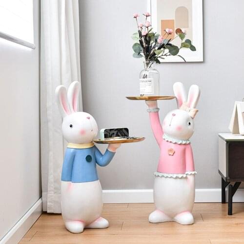 Modern Creative Resin Rabbit Statue Nordic Home Garden Decoration Living Room Ornaments Animal Figurines Large Scale Handicraft