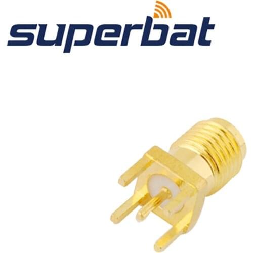 Superbat 10pcs RP-SMA thru hole Female Jack(male pin) PCB Mount with Solder Post