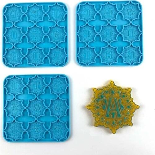 U90E 3 Pcs Alphabet Mandala Phone Sticker Decorations Epoxy Resin Mold Keychain Badge Silicone Mould DIY Crafts Jewelry Pendant