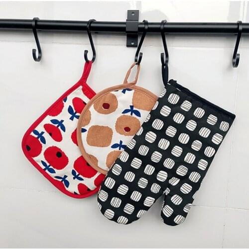 Kitchen Oven Mitts Baking Gloves Pot Holder Hot Cooking Pads Cotton Holders Kitchen Cooking Microwave Baking BBQ Pot Holders