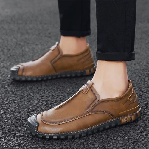 High Quality Tooling Fashion Light Loafers Men Shoes Casual Genuine Leather Slip on Flats Antiskid Walking Shoes Plus Size 47 48