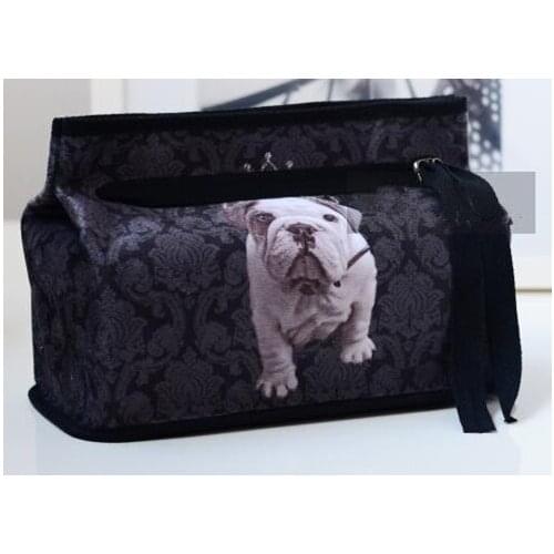 Top Quality Paper Tissue Box Cute Cartoon Pit Bull Dog Paper Box Soft Anti Dirt Waterproof PU Leather Bottom
