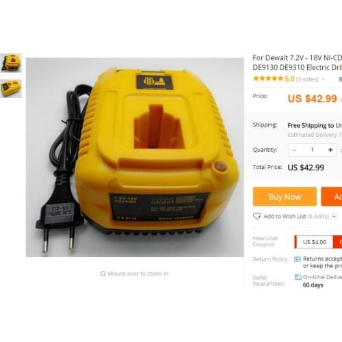 For Dewalt 7.2V - 18V NI-CD NI-MH Battery Charger For DC9310 DW9116 DE9130 DE9310 Electric Drill Tool Accessory