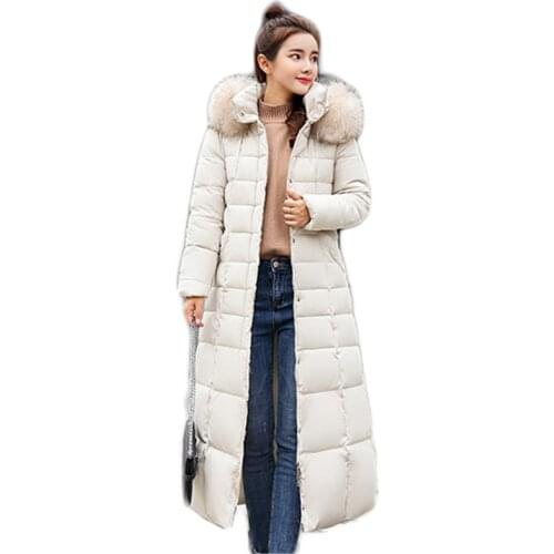 Winter Coat Women Beige M-4XL Plus Size Fur Hooded Parka 2019 New Korean Fashion Slim Pocket Thick Warmth Jacket Feminina LD1238