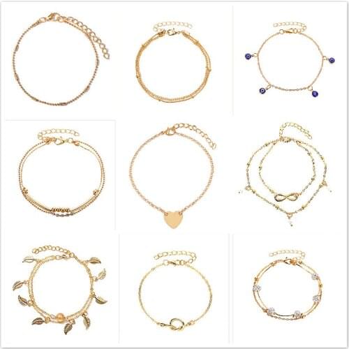 1@# Single Sell Shine Anklet Chain Ankel Golden Round Shape Beach Foot Sandal For Women Gift Chaine Cheville