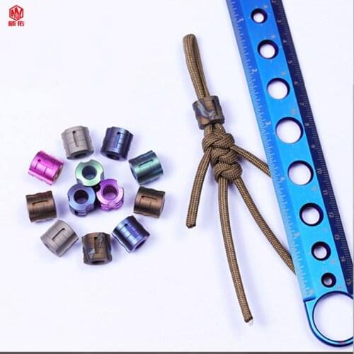 1PCS EDC Titanium Alloy Knife Beads Can Be Installed Tritium Gas Tube Pendant Outdoor Camping Equipment Survival Paracord Tool