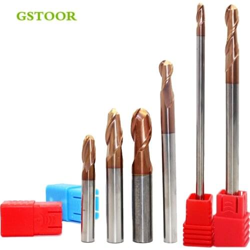 1pc Ball Nose End Mill 2 flutes R5 CNC End Milling Cutter for metal face and slot machining HRC55 coated end mills